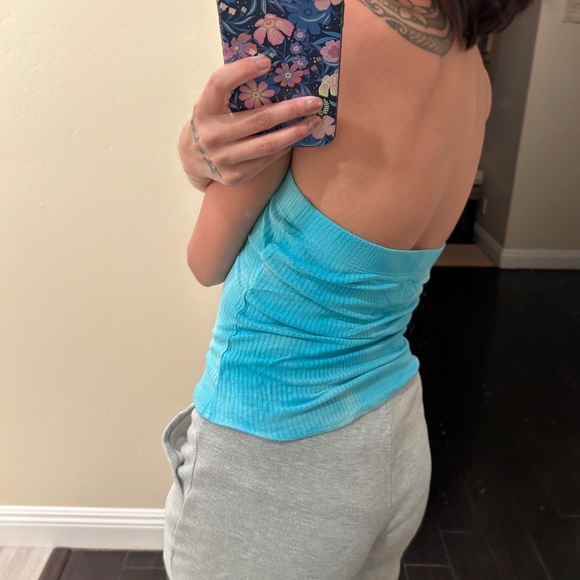 Double Zero Turquoise Ribbed Tube Top Size Large - Picture 6 of 6